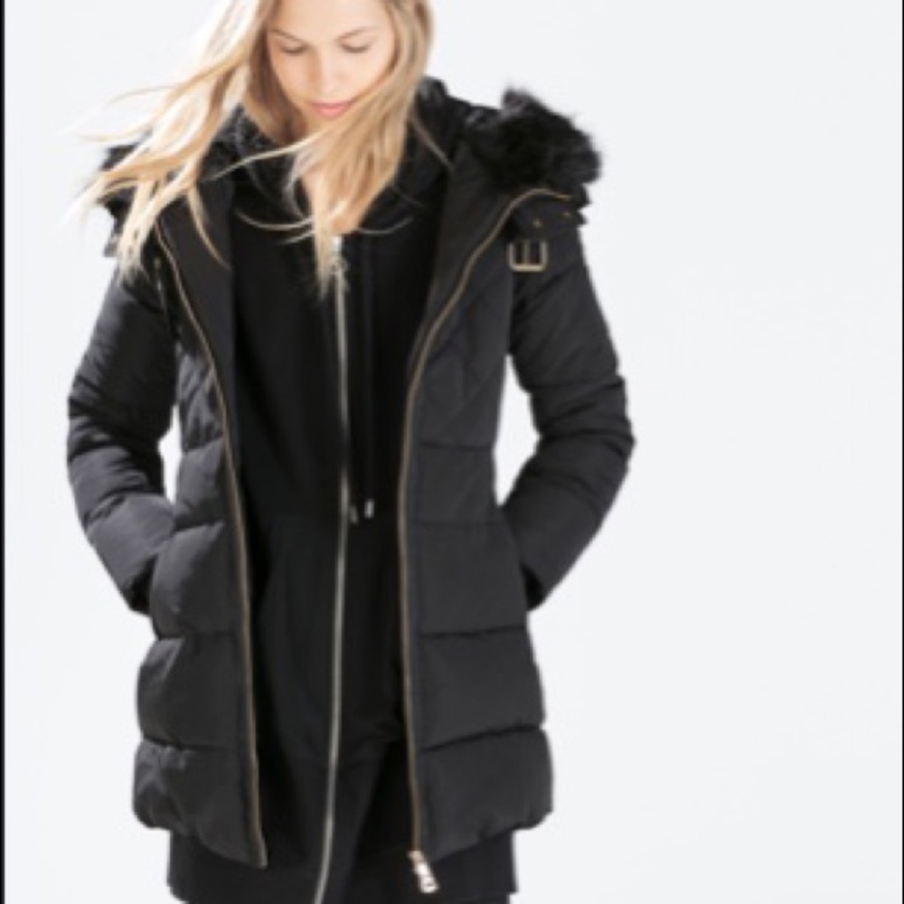 ZARA Mid Length Quilted Anorak Puffer